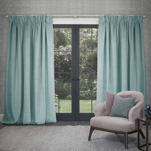 Plain Blue Curtains - Cube Velvet Pencil Pleat Curtains Sky Voyage Maison