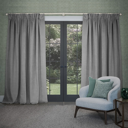 Plain Grey Curtains - Cube Velvet Pencil Pleat Curtains Steel Voyage Maison