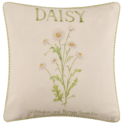 Floral Green Cushions - Daisy Printed Outdoor Polyester Filled Cushion Green Voyage Maison