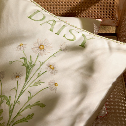 Floral Green Cushions - Daisy Printed Outdoor Polyester Filled Cushion Green Voyage Maison