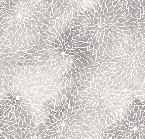 Floral Grey Fabric - Daisy Printed Cotton Fabric (By The Metre) Amethyst Voyage Maison