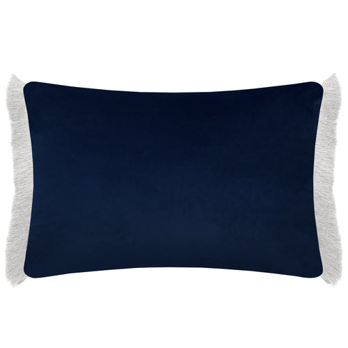 Damask Blue Cushions - Daphne Printed Ruche Fringe Feather Filled Cushion Blue Voyage Maison