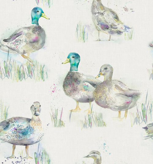  Samples - Darling Ducks Printed Fabric Sample Swatch Linen Voyage Maison