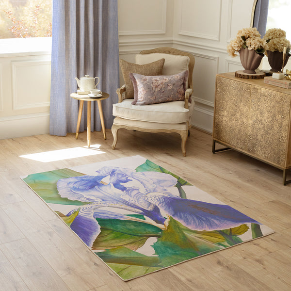 Darwen Cornflower Printed Rug | Blue Rugs | Voyage Maison