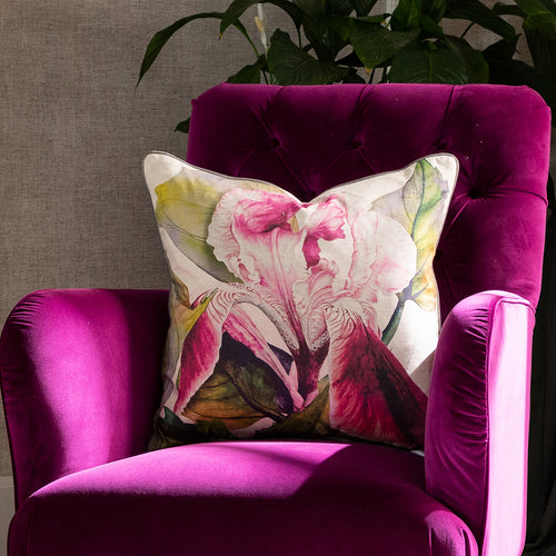 Marie Burke Darwen Printed Feather Cushion in Fuchsia