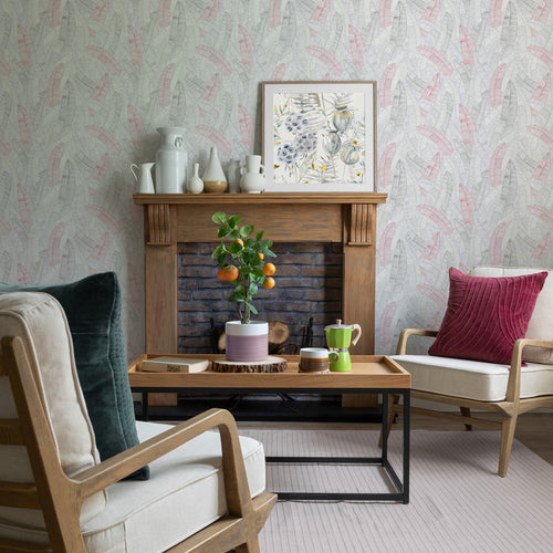 Floral Pink Wallpaper - Daxby  1.4m Wide Width Wallpaper (By The Metre) Peony Voyage Maison
