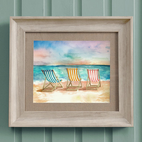 Abstract Blue Wall Art - Deck Chair  Framed Print Birch Voyage Maison