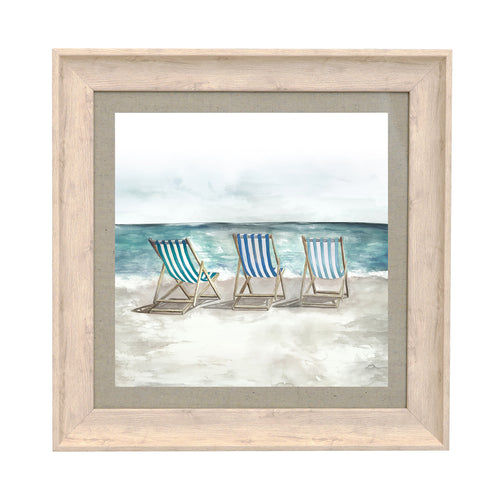 Abstract Blue Wall Art - Deck Chair Square Framed Print Birch Voyage Maison