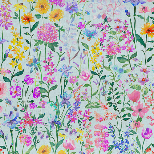  Samples - Prado de Flores Fine Lawn Printed Fabric Sample Swatch Glacier Voyage Maison