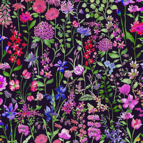  Samples - Prado de Flores Fine Lawn Printed Fabric Sample Swatch Raspberry Voyage Maison