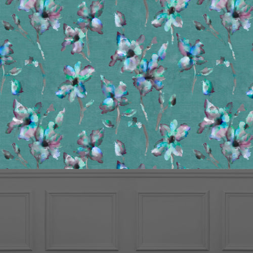 Floral Blue Wallpaper - Degas  1.4m Wide Width Wallpaper (By The Metre) Azurite Voyage Maison