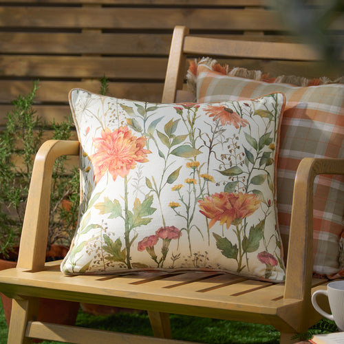 Check Orange Cushions - Delamere Reversible Outdoor Polyester Filled Cushion Russet Voyage Maison