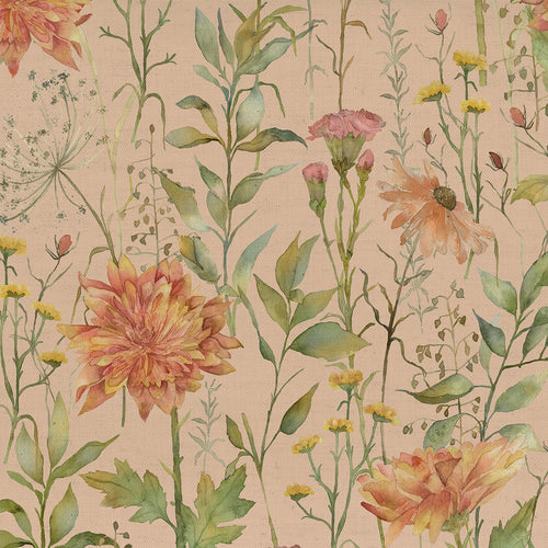 Floral Orange Fabric - Delamere Printed Cotton Fabric (By The Metre) Apricot Voyage Maison