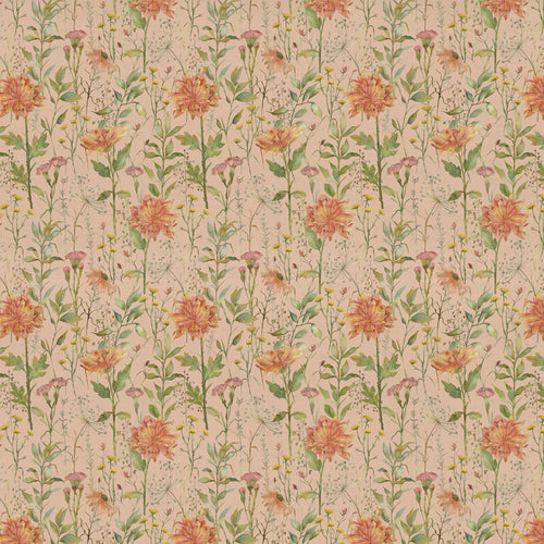 Floral Orange Fabric - Delamere Printed Cotton Fabric (By The Metre) Apricot Voyage Maison