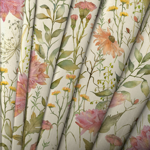 Floral Pink Fabric - Delamere Printed Cotton Fabric (By The Metre) Blossom Voyage Maison