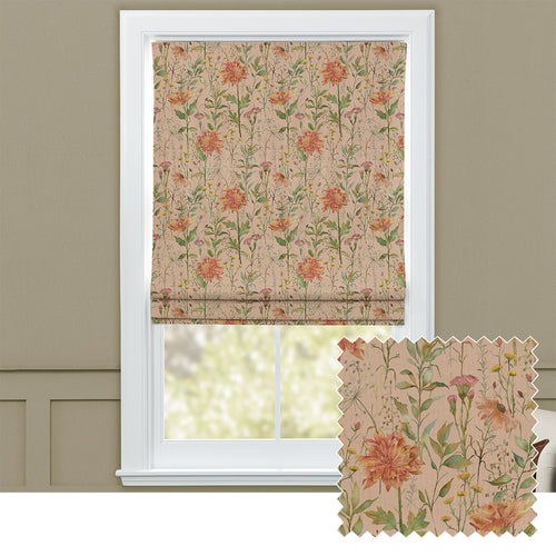 Floral Orange M2M - Delamere Printed Cotton Made to Measure Roman Blinds Apricot Voyage Maison