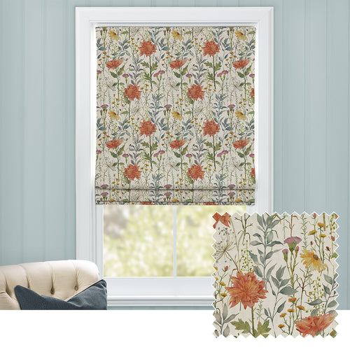 Floral Multi M2M - Delamere Printed Cotton Made to Measure Roman Blinds Linen Voyage Maison