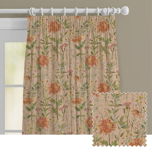 Floral Orange M2M - Delamere Printed Cotton Made to Measure Curtains Apricot Voyage Maison