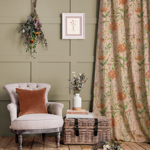Floral Orange M2M - Delamere Printed Cotton Made to Measure Curtains Apricot Voyage Maison