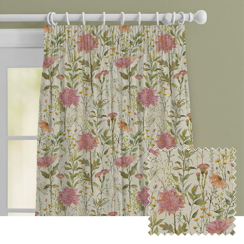 Floral Pink M2M - Delamere Printed Cotton Made to Measure Curtains Blossom Voyage Maison