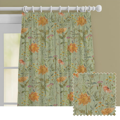 Floral Green M2M - Delamere Printed Cotton Made to Measure Curtains Sage Voyage Maison