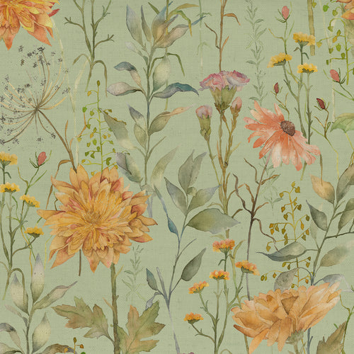Floral Green M2M - Delamere Printed Cotton Made to Measure Curtains Sage Voyage Maison