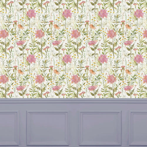 Floral Pink Wallpaper - Delamere  1.4m Wide Width Wallpaper (By The Metre) Blossom Voyage Maison