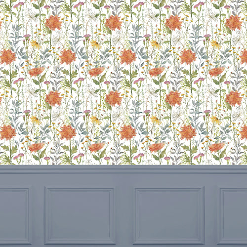 Floral Multi Wallpaper - Delamere  1.4m Wide Width Wallpaper (By The Metre) Linen Voyage Maison