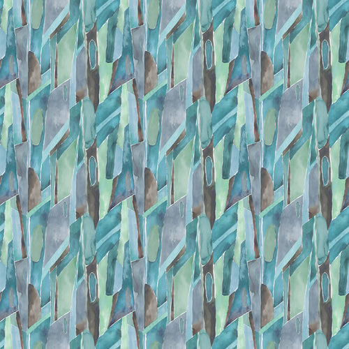 Abstract Blue Fabric - Delaunay Printed Fabric (By The Metre) Azurite Voyage Maison