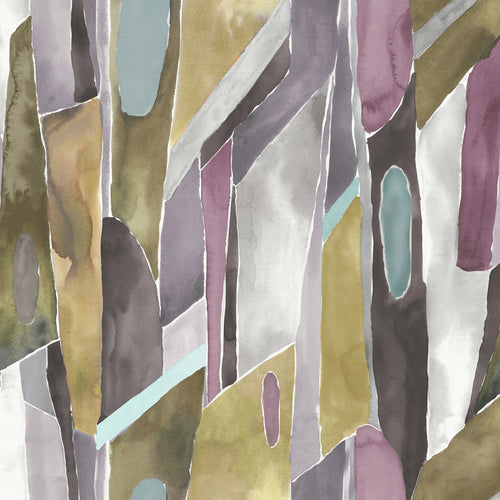 Abstract Purple Fabric - Delaunay Printed Fabric (By The Metre) Ironstone Voyage Maison