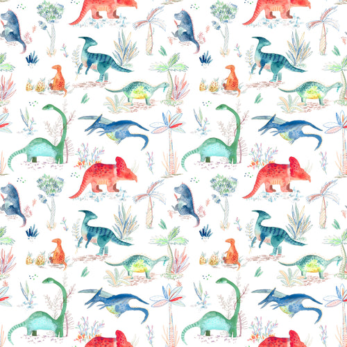 Animal Blue Fabric - Dinos Printed Cotton Fabric (By The Metre) Primary Voyage Maison