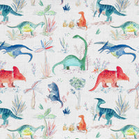  Samples - Dinos Printed Fabric Sample Swatch Primary Voyage Maison