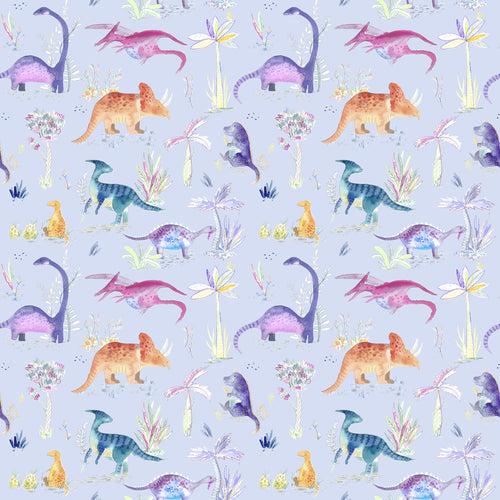 Animal Purple Fabric - Dinos Printed Cotton Fabric (By The Metre) Violet Voyage Maison