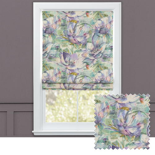 Floral Purple M2M - Dusky Blooms Printed Cotton Made to Measure Roman Blinds Fig Voyage Maison