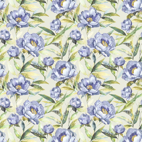 Floral Blue Fabric - Earnley Printed Cotton Fabric (By The Metre) Bluebell Voyage Maison