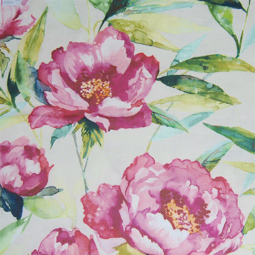 Floral Pink Fabric - Earnley Printed Cotton Fabric (By The Metre) Peony Voyage Maison