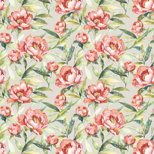 Floral Red Fabric - Earnley Printed Cotton Fabric (By The Metre) Stone Voyage Maison