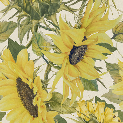 Floral Yellow Fabric - Easton Printed Cotton Fabric (By The Metre) Fern/Natural Marie Burke