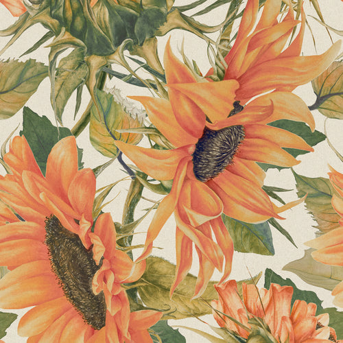 Floral Orange Fabric - Easton Printed Cotton Fabric (By The Metre) Sunstone Marie Burke