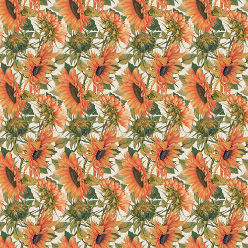 Floral Orange Fabric - Easton Printed Cotton Fabric (By The Metre) Sunstone Marie Burke