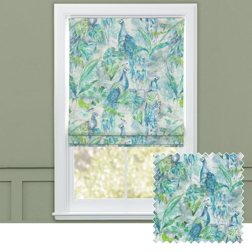 Animal Blue M2M - Ebba Printed Made to Measure Roman Blinds Sage Voyage Maison