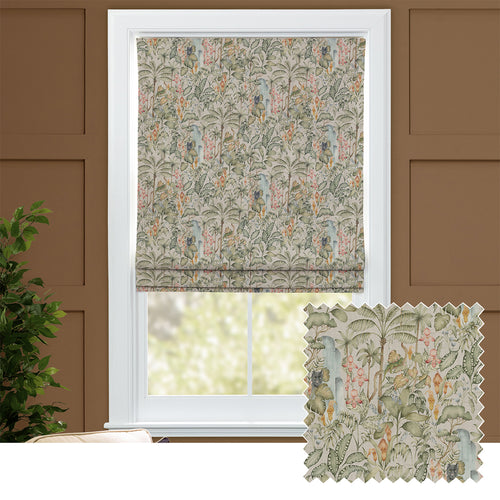 Jungle Green M2M - Elysian Canopy Printed Cotton Made to Measure Roman Blinds Green Voyage Maison