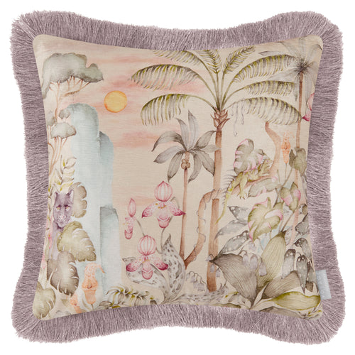 Jungle Purple Cushions - Elysian Canopy Printed Velvet Feather Filled Cushions Lotus Voyage Maison