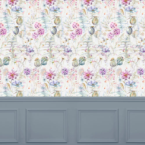 Floral Pink Wallpaper - Edenmuir  1.4m Wide Width Wallpaper (By The Metre) Raspberry Voyage Maison