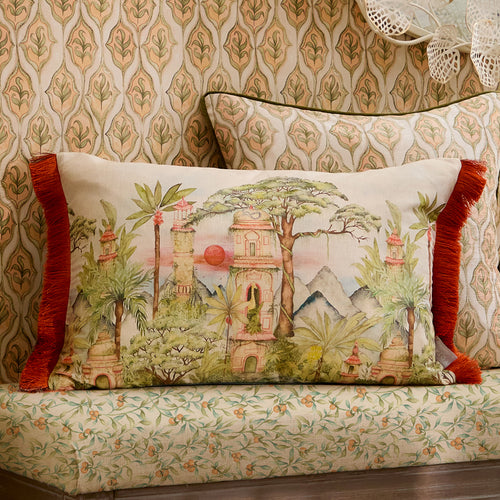 Jungle Green Cushions - Eden Ruins Printed  Feather Filled Cushions Green Voyage Maison