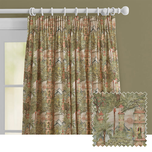 Jungle Green M2M - Eden Ruins Printed Cotton Made to Measure Curtains Green Voyage Maison