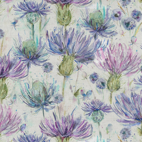 Floral Purple Fabric - Eilean Donan Printed Fabric (By The Metre) Thistle Voyage Maison