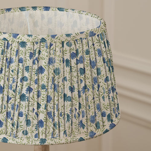 Floral Blue Lighting - Elai Pleated Tapered Lamp Shade Denim Voyage Maison