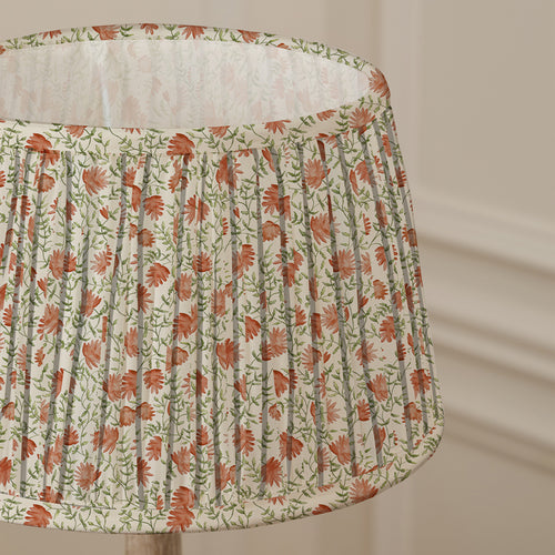 Floral Orange Lighting - Elai Pleated Tapered Lamp Shade Terracotta Voyage Maison