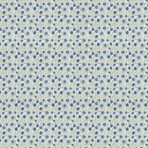 Floral Blue Fabric - Elai Printed Cotton Fabric (By The Metre) Denim Voyage Maison